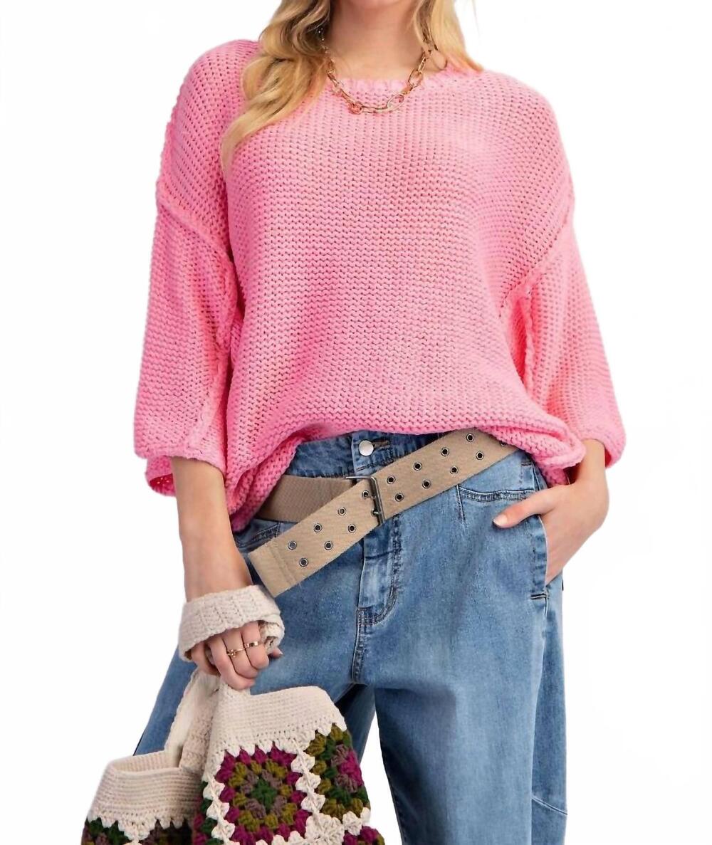 NEW EASEL cozy chunky pullover knit sweater in bubble gum